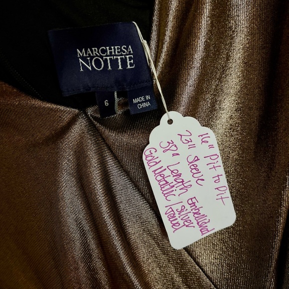 Marchesa Notte Gold Cocktail Dress - Picture 4 of 10